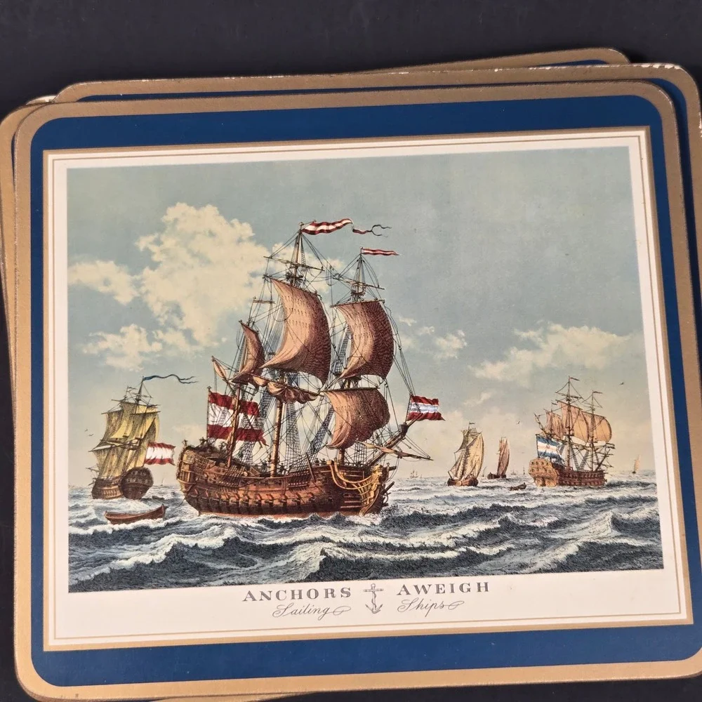 Vintage Pimpernel Sailing Ships Cork Backed Placemats Set of 6 Made in UK
